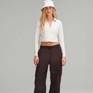 Lululemon Stretch Cotton Long- Sleeve Polo Shirt in Bone Size S